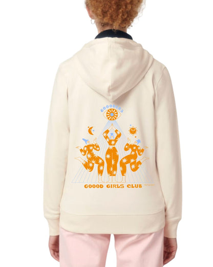 "gOOOd Girls Club" Zip-Thru Hoodie - Cream