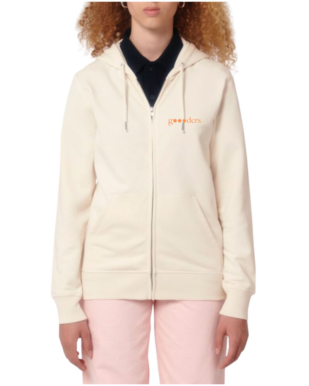 "gOOOd Girls Club" Zip-Thru Hoodie - Cream