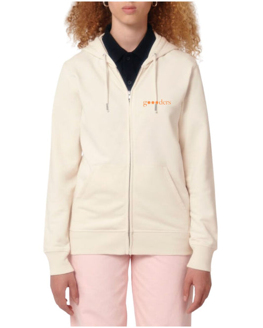"gOOOd Girls Club" Zip-Thru Hoodie - Cream