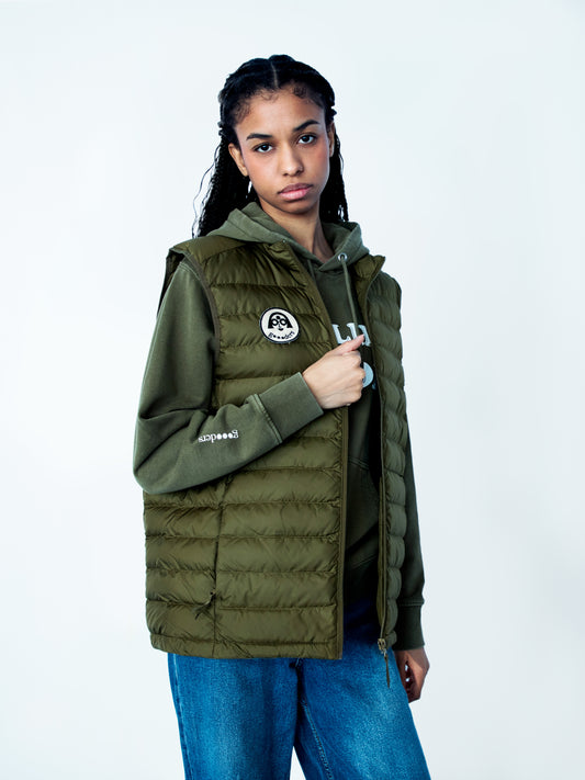 "gOOOd Vibes" Embroidered Puffer Vest