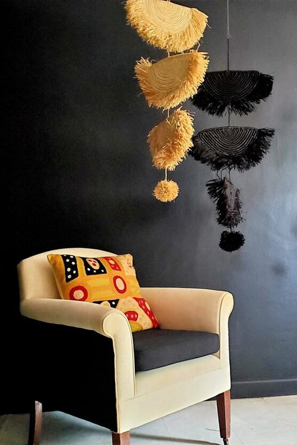 Floc Textured Raffia Mobile - Black