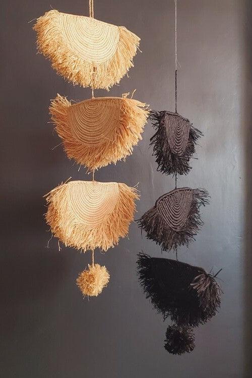 Floc Textured Raffia Mobile - Black