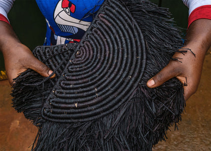 Floc Textured Raffia Mobile - Black