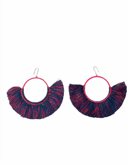 Natural Cotton Fringing  Earrings - Large