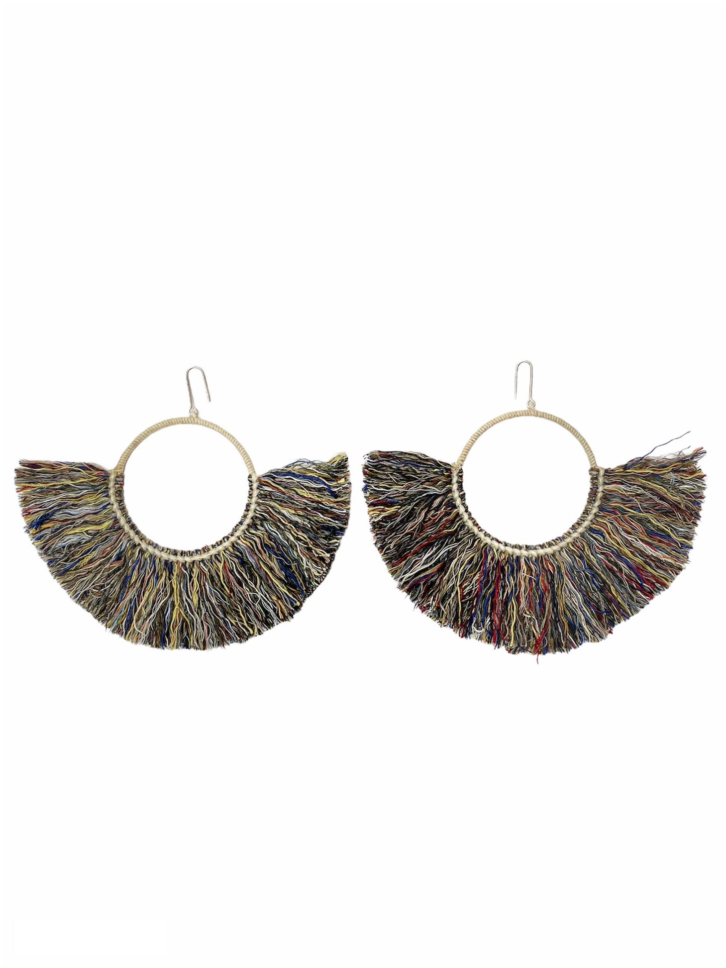 Natural Cotton Fringing  Earrings - Large
