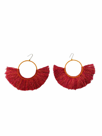 Natural Cotton Fringing  Earrings - Large