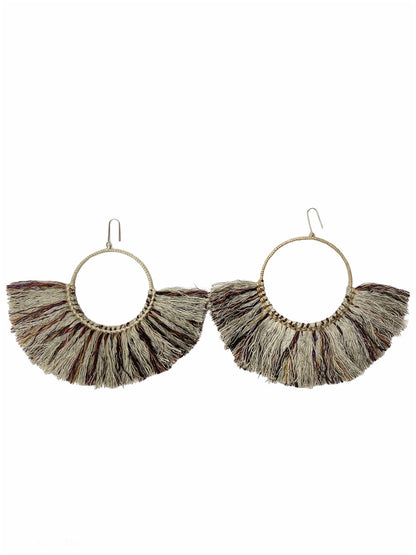 Natural Cotton Fringing  Earrings - Large