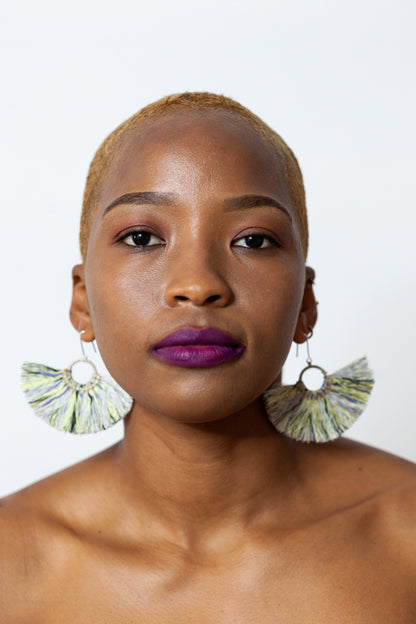 Natural Cotton Fringing Earrings - Medium